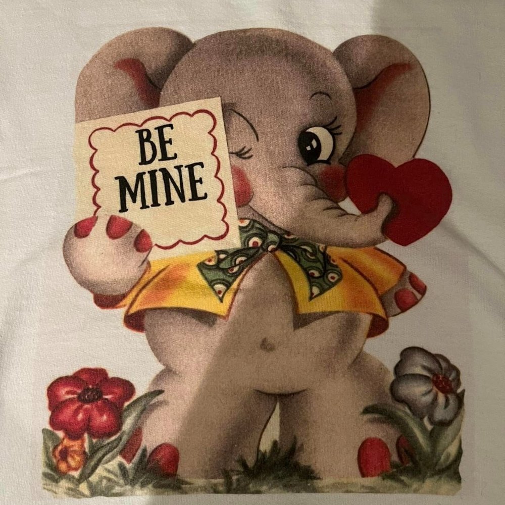 Vintage Valentine's Day Elephant Sweatshirt - Medium
